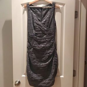 Calvin Klein Rouched Gray Dress